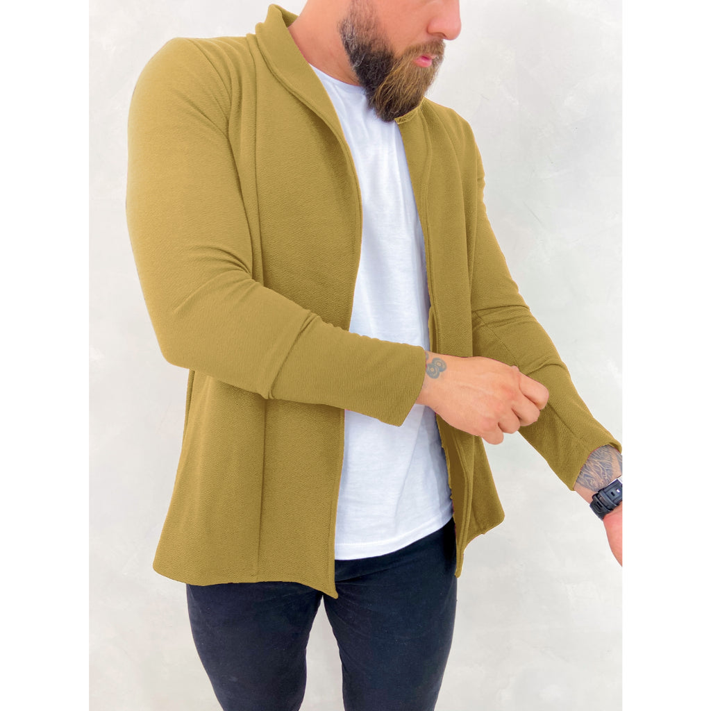 Cardigan Blazer Comprido Longo Masculino Casaco Manga Longa